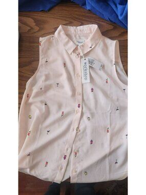 Workshop Republic Clothing collared sleeveless blouse peach button front with co